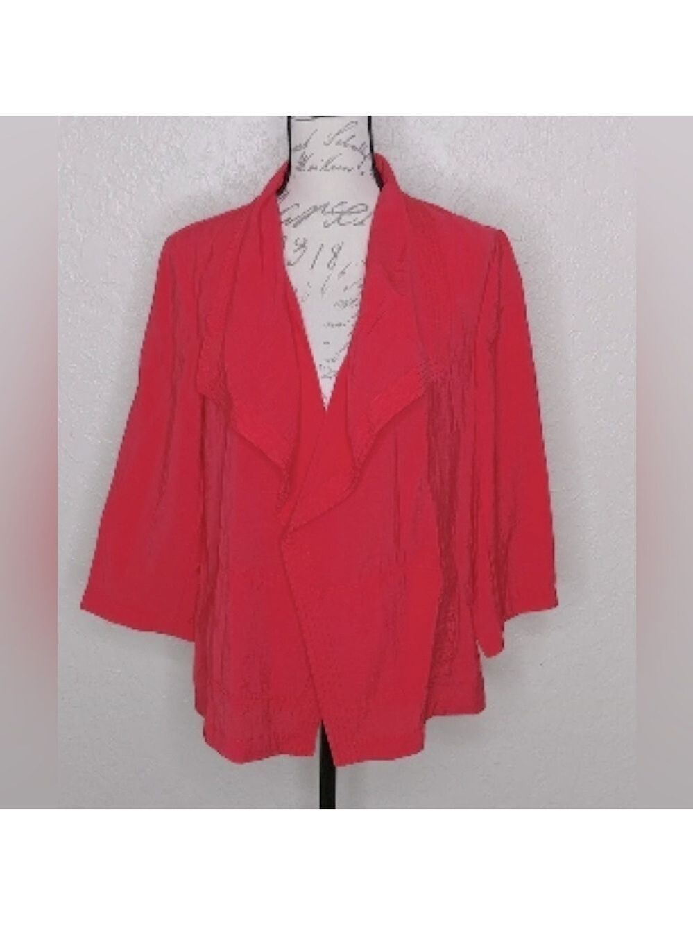 Chico’s Breezy Sheen Drape-Front Jacket Watermelon Size 3 (16/XL) NWT